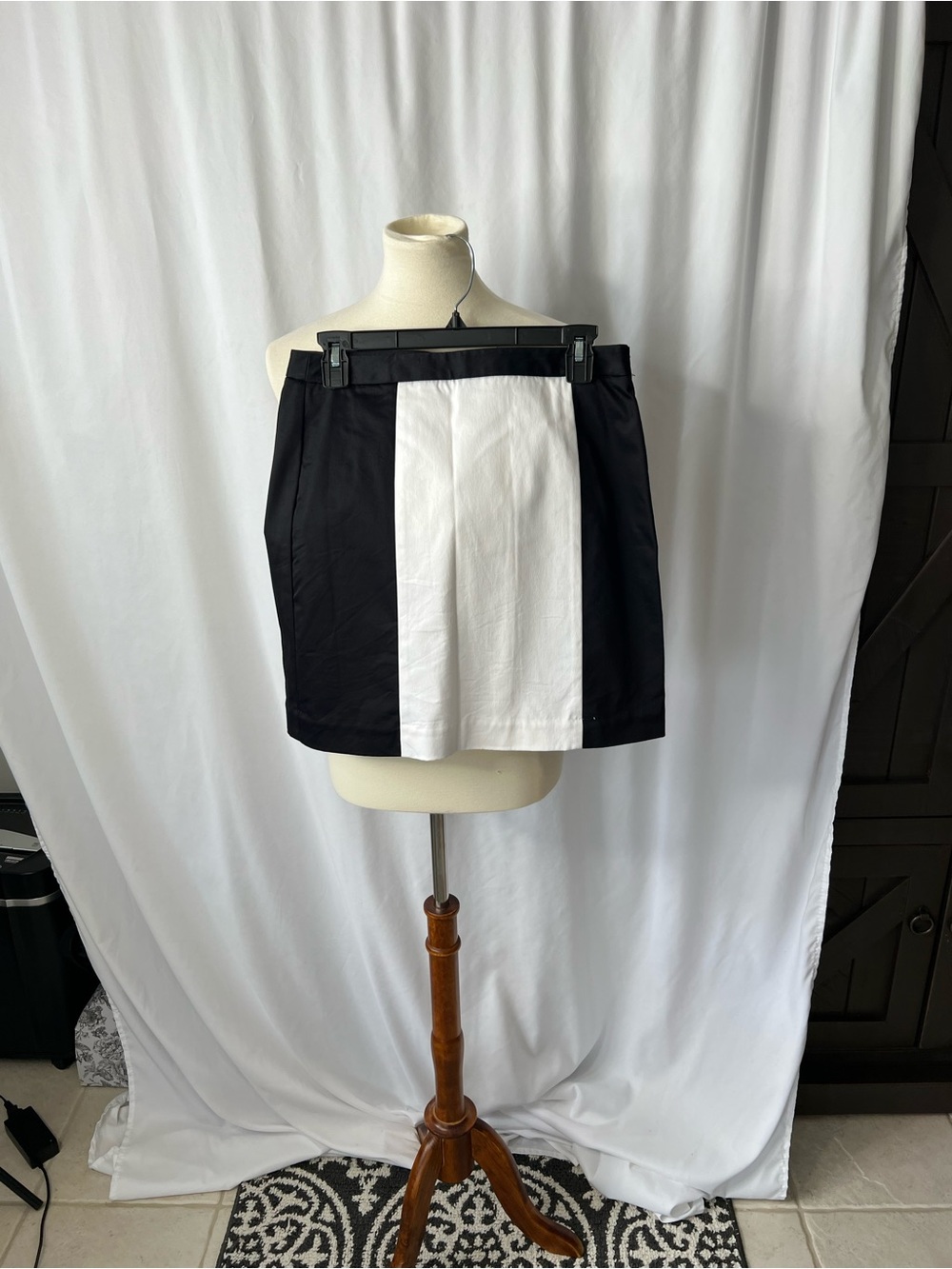 🤍🖤 Worthington Black & White Colorblock Zip Pencil Skirt | Size 6